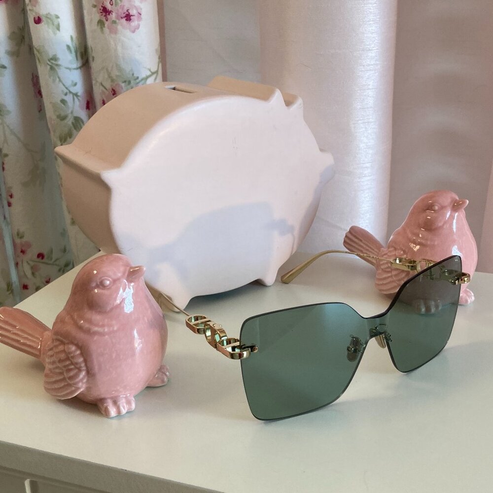 Christian Dior CD Chain rimless butterfly shield sunglasses, green